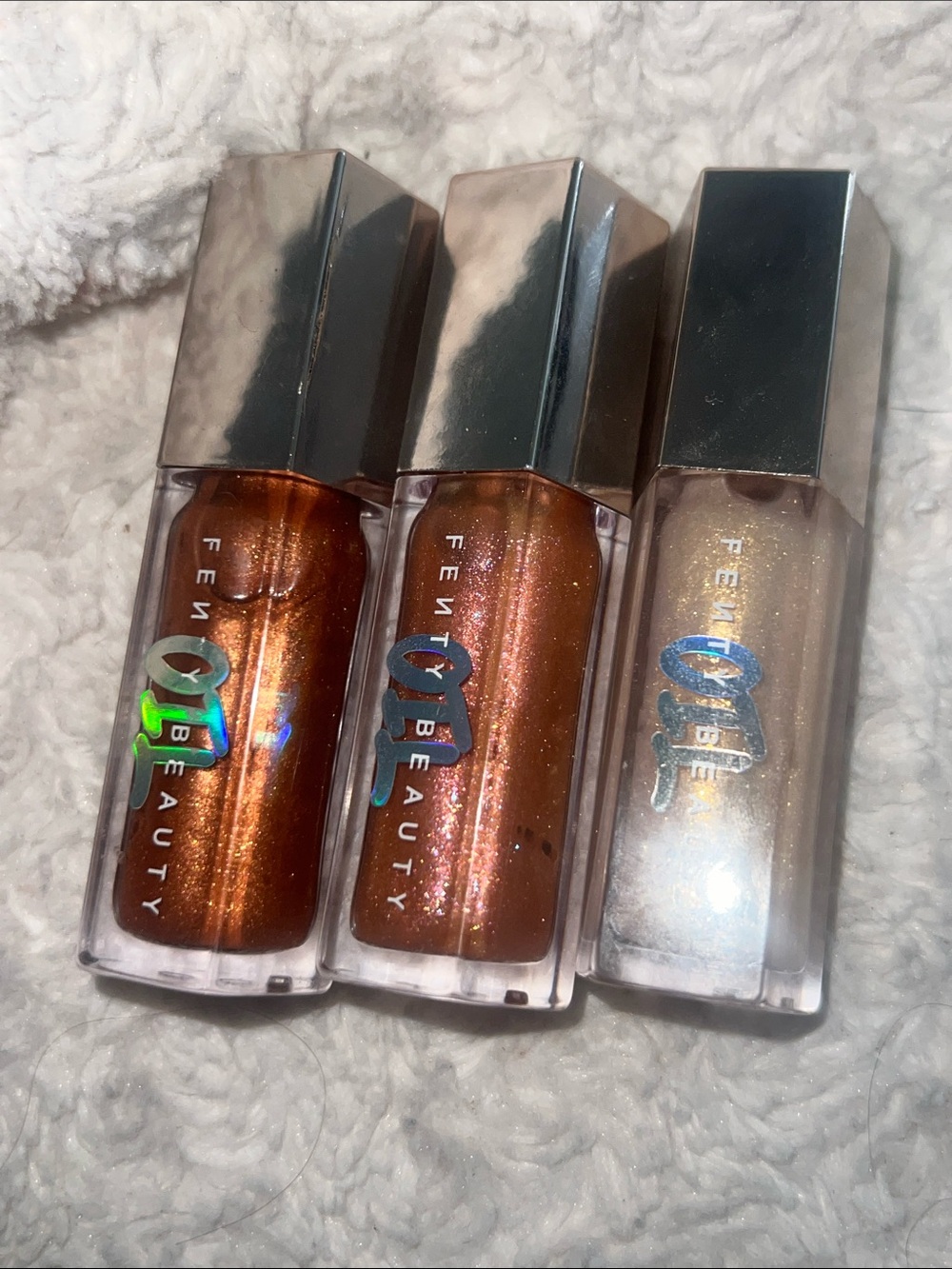Fenty Beauty Shimmer lip oil Trio - Warm Bronze & Gold